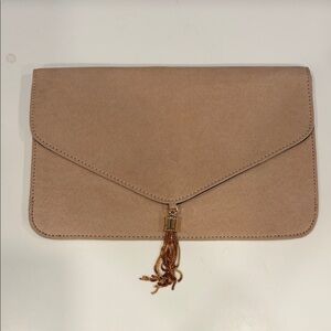ASOS Tan Clutch with Gold Tassel